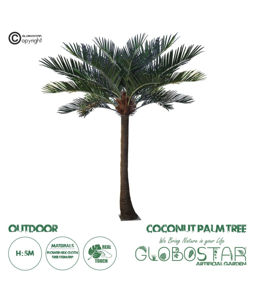 GloboStar® Artificial Garden COCONUT PALM TREE 20594 Τεχνητό Διακοσμητικό Φοινικόδεντρο Κοκοφοίνικας Υ500cm